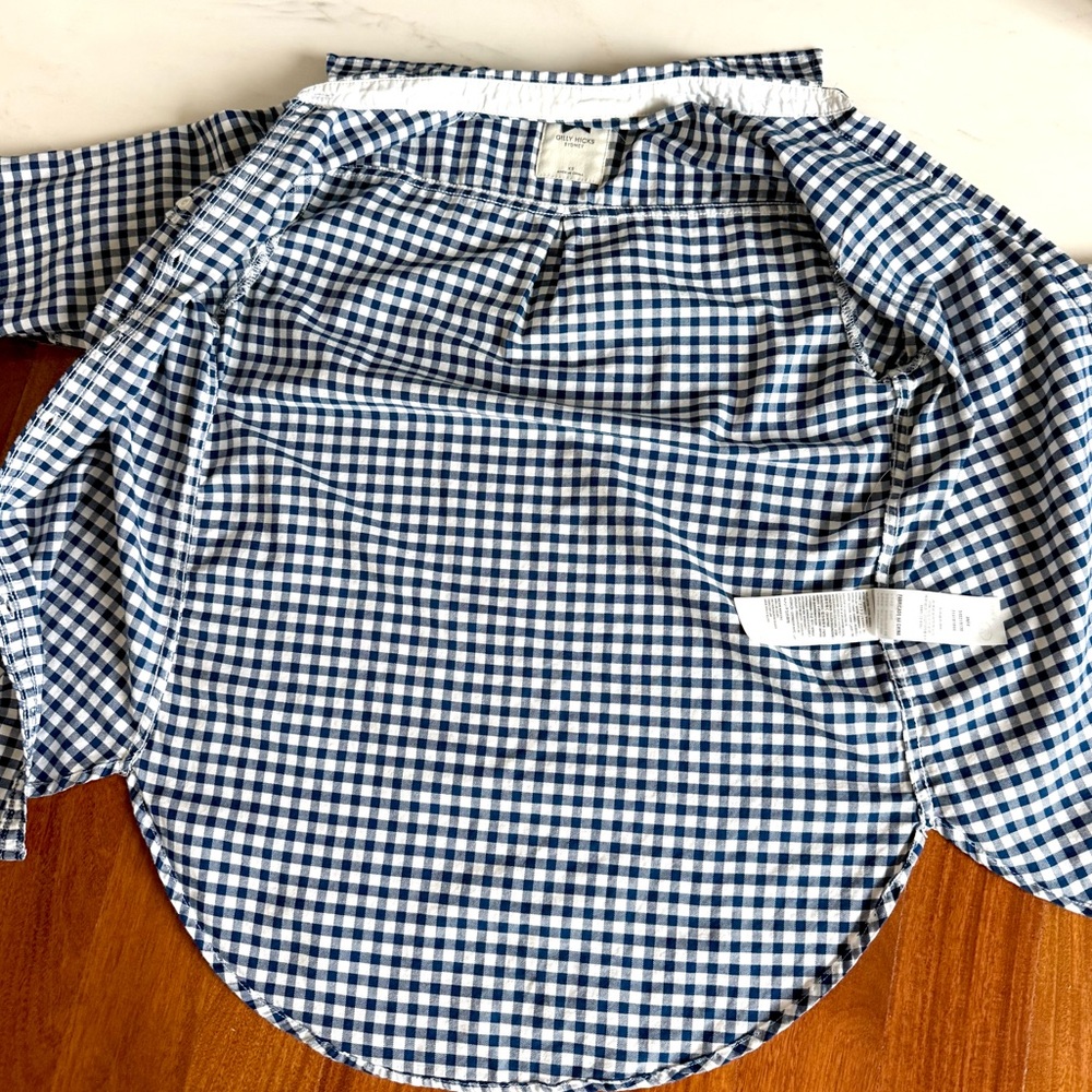 Gilly Hicks Plaid Shirt Button Down Front Navy Blue & White Checkered Size XS - Picture 13 of 17